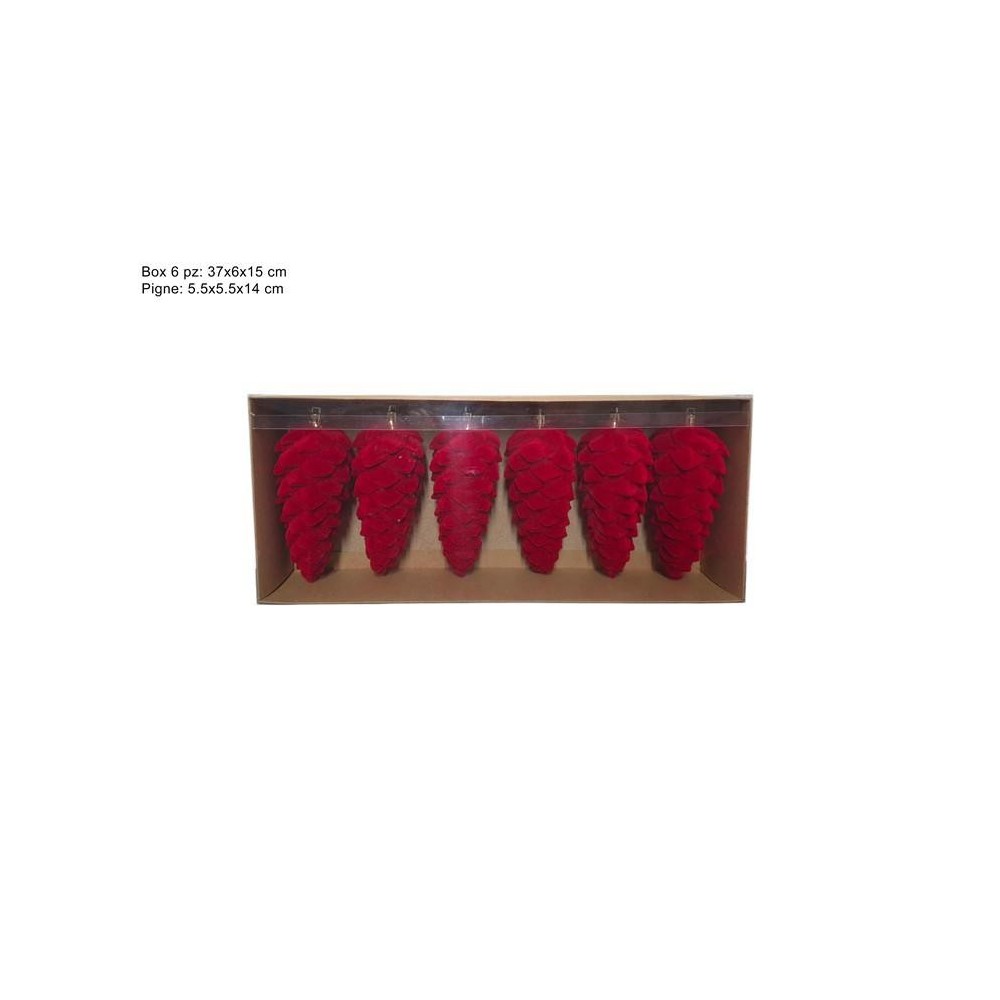 PIGNE 14CM 6PZ. ROSSO VELLUTO